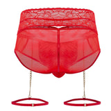 CandyMan Men's Underwear 99703X Garter Briefs Two Piece Set Color Red