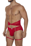 CandyMan Men's Underwear 99703X Garter Briefs Two Piece Set Color Red