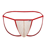 CandyMan Men's Underwear 99709 Micro Lace Jockstrap Color Beige-Red