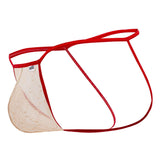 CandyMan Men's Underwear 99709 Micro Lace Jockstrap Color Beige-Red