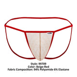 CandyMan Men's Underwear 99709 Micro Lace Jockstrap Color Beige-Red