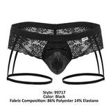 CandyMan Men's Underwear 99717 Lace Garther Jockstrap Color Black