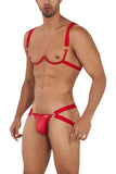 CandyMan Men's Underwear 99731 Harness-Bra Two Piece Set Color Red