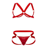 CandyMan Men's Underwear 99731 Harness-Bra Two Piece Set Color Red
