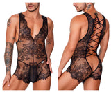 CandyMan 99743 Lace Bodysuit Color Black