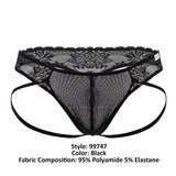 CandyMan Men's Underwear 99747 Lace Thongs Color Black