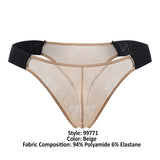 CandyMan Men's Underwear 99771 Mesh Thongs Color Beige