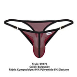 CandyMan Men's Underwear 99776 Mesh Thongs Color Burgundy