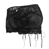 CandyMan Men's Underwear 99779 Mesh Lace Trunks Color Black