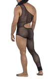 CandyMan Men's Underwear 99787 One Shoulder One Leg Bodysuit Color Black