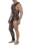 CandyMan Men's Underwear 99787 One Shoulder One Leg Bodysuit Color Black