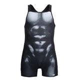 CandyMan Men's Underwear 99796 Muscle Onesie Bodysuit Color Black-White