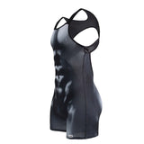 CandyMan Men's Underwear 99796 Muscle Onesie Bodysuit Color Black-White