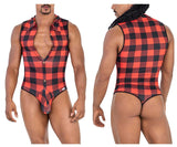 CandyMan Men's Underwear 99800 Lumberjack Bodysuit Color Red