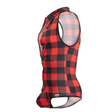 CandyMan Men's Underwear 99800 Lumberjack Bodysuit Color Red