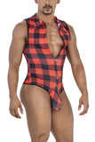 CandyMan Men's Underwear 99800 Lumberjack Bodysuit Color Red