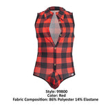 CandyMan Men's Underwear 99800 Lumberjack Bodysuit Color Red