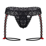 CandyMan Men's Underwear 99803 Lace Garter Thongs Color Black