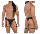 CandyMan Men's Underwear 99803 Lace Garter Thongs Color Black