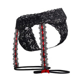 CandyMan Men's Underwear 99803 Lace Garter Thongs Color Black