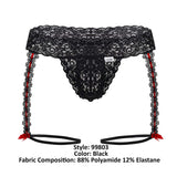 CandyMan Men's Underwear 99803 Lace Garter Thongs Color Black