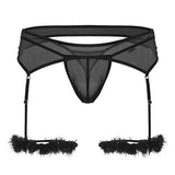 CandyMan Men's Underwear 99806 Mesh Garter Outfit Color Black