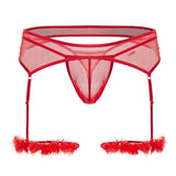 CandyMan Men's Underwear 99806 Mesh Garter Outfit Color Red