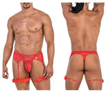 CandyMan Men's Underwear 99806 Mesh Garter Outfit Color Red