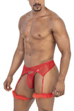 CandyMan Men's Underwear 99806 Mesh Garter Outfit Color Red