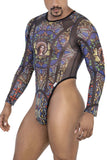 CandyMan Men's Underwear 99814 Stained Glass Bodysuit Color Black-Print
