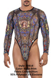 CandyMan Men's Underwear 99814 Stained Glass Bodysuit Color Black-Print