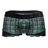CandyMan Men's Underwear 99821 Back to School Trunks Color Green Plaid