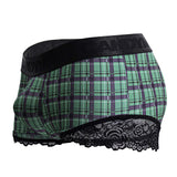 CandyMan Men's Underwear 99821 Back to School Trunks Color Green Plaid