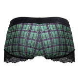 CandyMan Men's Underwear 99821 Back to School Trunks Color Green Plaid