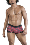 CandyMan Men's Underwear 99821 Back to School Trunks Color Red Plaid
