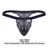 CandyMan Men's Underwear 99823 Lace Thongs Color Blue