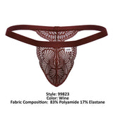 CandyMan Men's Underwear 99823 Lace Thongs Color Wine
