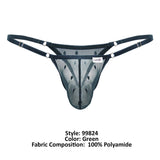 CandyMan Men's Underwear 99824 Mesh Thongs Color Green