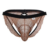 CandyMan Men's Underwear 99853 Lace Jockstrap Color Black-Terracotta