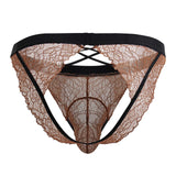 CandyMan Men's Underwear 99853 Lace Jockstrap Color Black-Terracotta