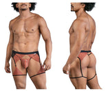 CandyMan Men's Underwear 99854 Lace-Garter Outfit Color Black-Terracotta