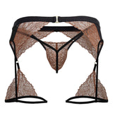 CandyMan Men's Underwear 99854 Lace-Garter Outfit Color Black-Terracotta