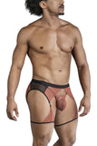 CandyMan Men's Underwear 99854 Lace-Garter Outfit Color Black-Terracotta