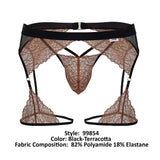 CandyMan Men's Underwear 99854 Lace-Garter Outfit Color Black-Terracotta