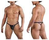 CandyMan Men's Underwear 99856 Polka Mesh Thongs Color Black