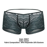 CandyMan Men's Underwear 99857 Lace Trunks Color Green