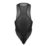 CandyMan Men's Underwear 99864 Lace-Mesh Bodysuit Color Black