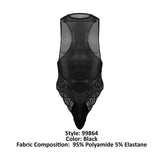 CandyMan Men's Underwear 99864 Lace-Mesh Bodysuit Color Black