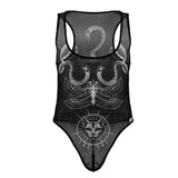 CandyMan Men's Underwear 99869 Egyptian Bodysuit Color Black-White