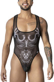 CandyMan Men's Underwear 99869 Egyptian Bodysuit Color Black-White